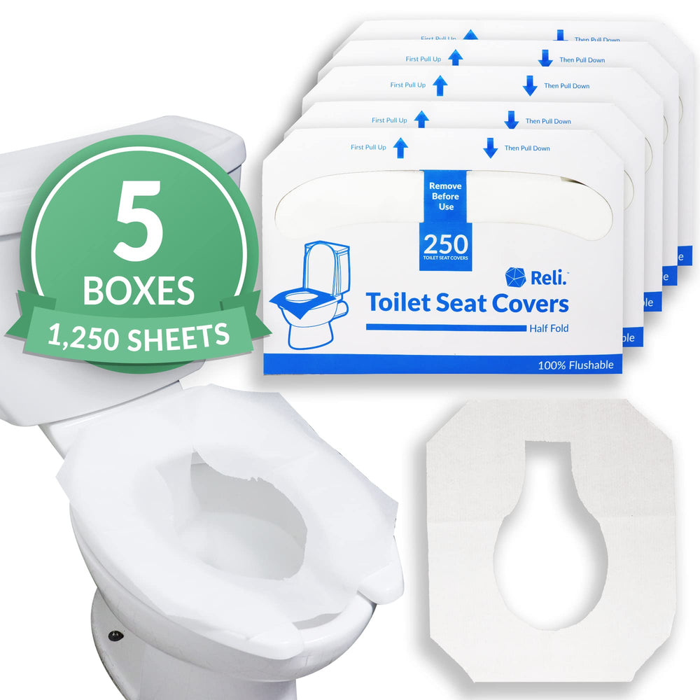 Reli. empaque frontal del pack de 5 x 250 fundas mostrando cantidad y sello flushable