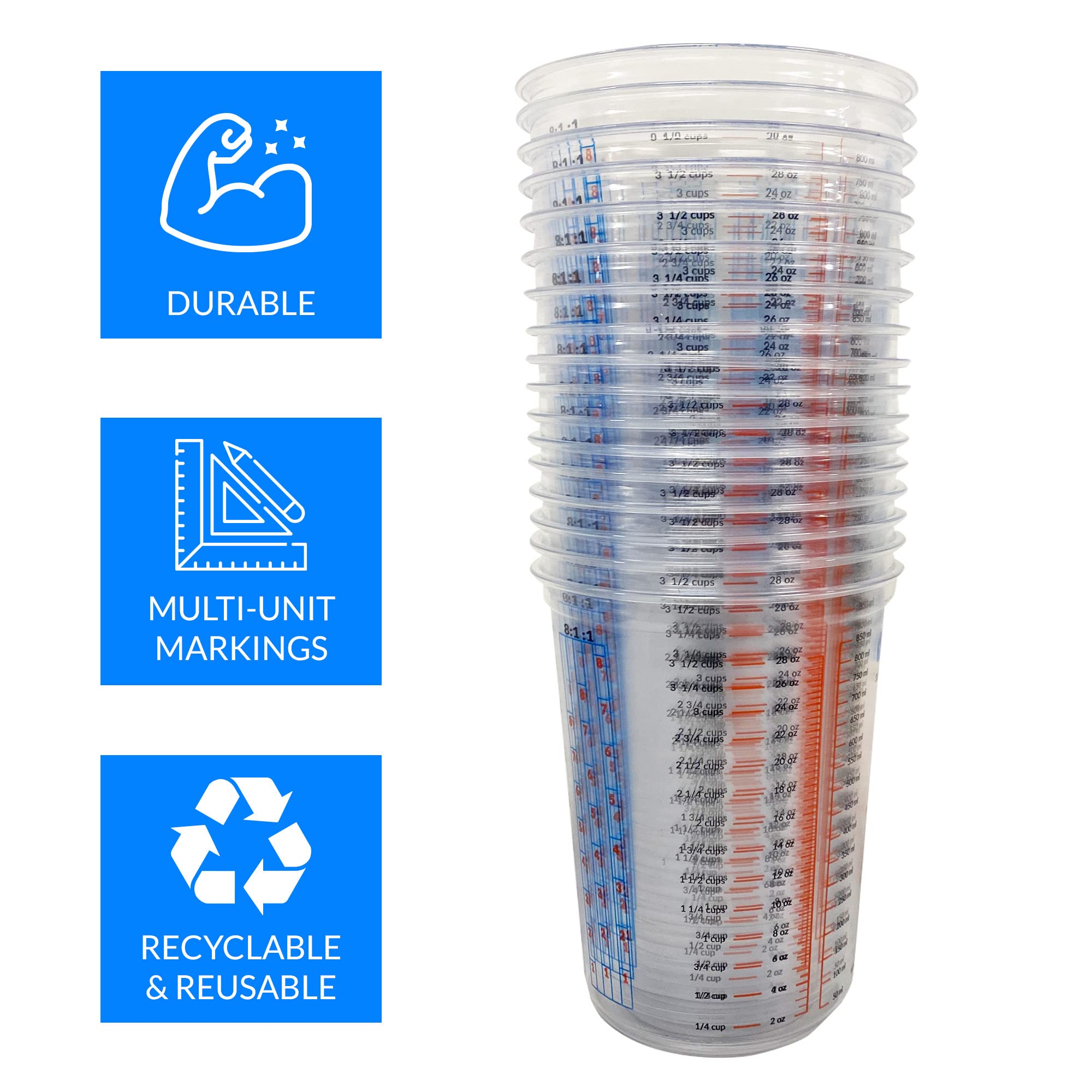 Reli. vaso en uso mezclando epoxi para control exacto de proporciones