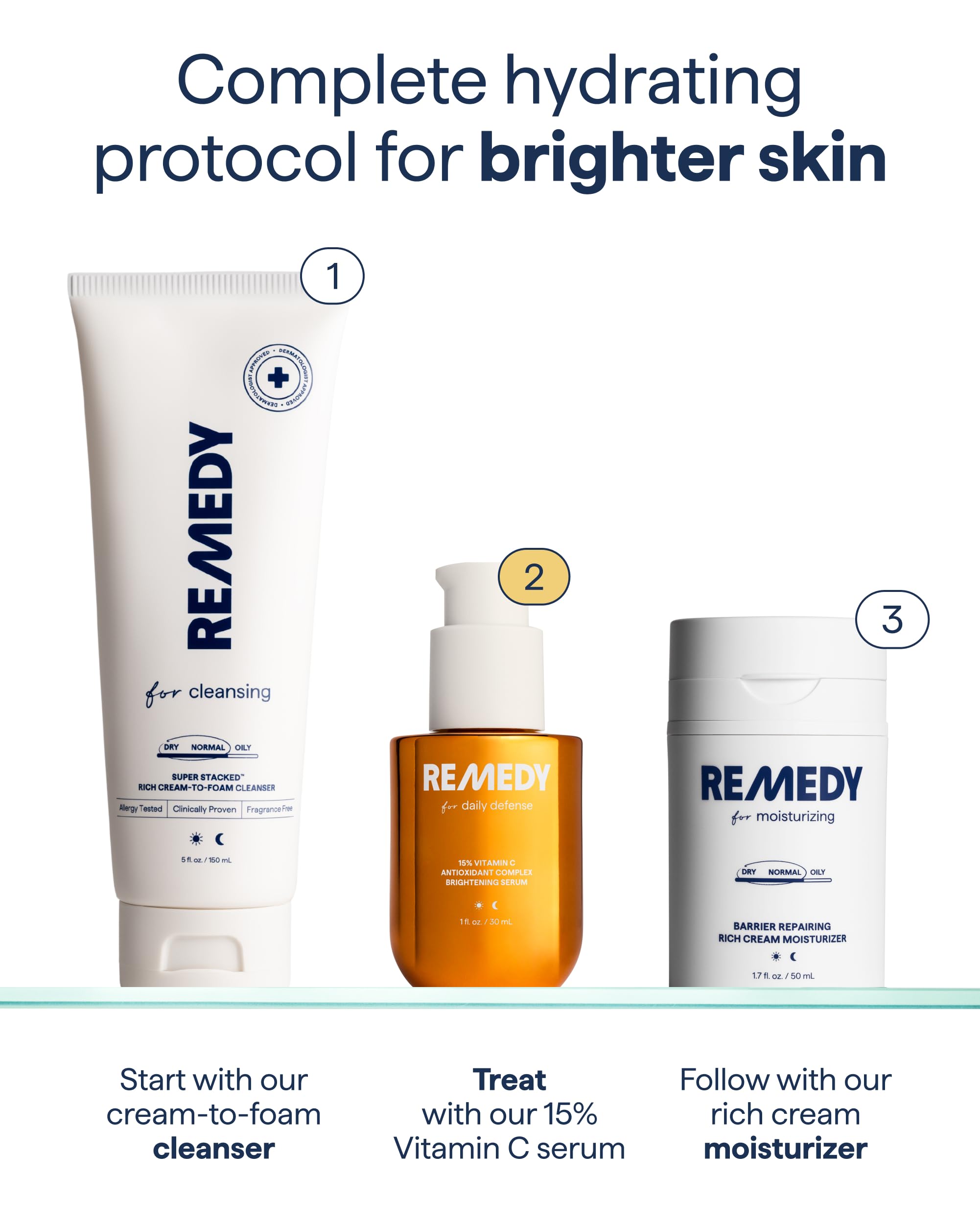 Remedy Science rutina matutina con sérum que mejora la textura y prepara la piel
