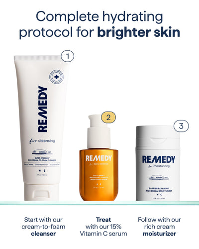 Remedy Science rutina matutina con sérum que mejora la textura y prepara la piel
