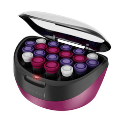 Remington front packaging showing 20-piece hot rollers and clips, clear kit overview and benefits