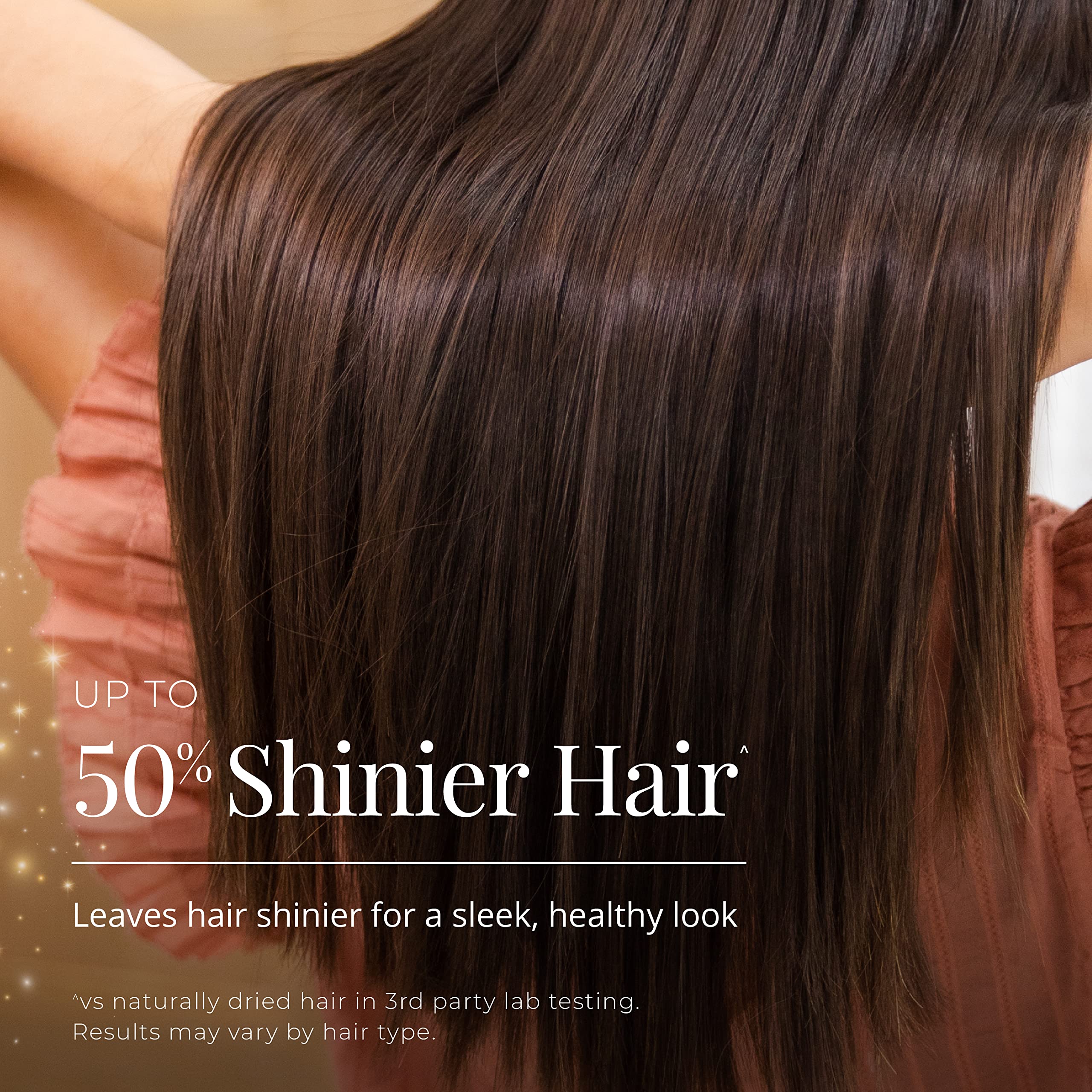 Remington styling long hair demonstrating shine and reduced frizz, for polished results