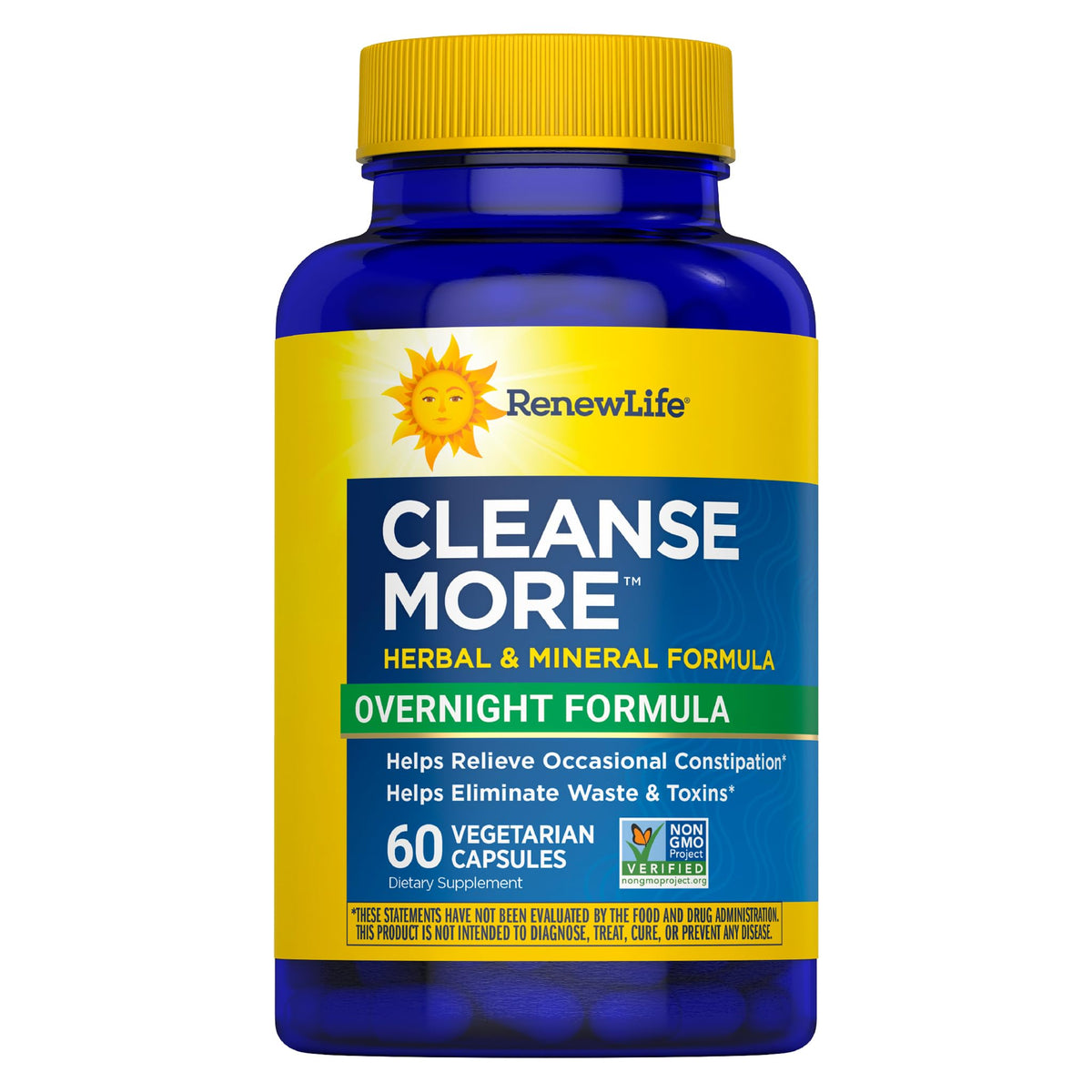 Renew Life envase frontal mostrando el producto y beneficios visibles