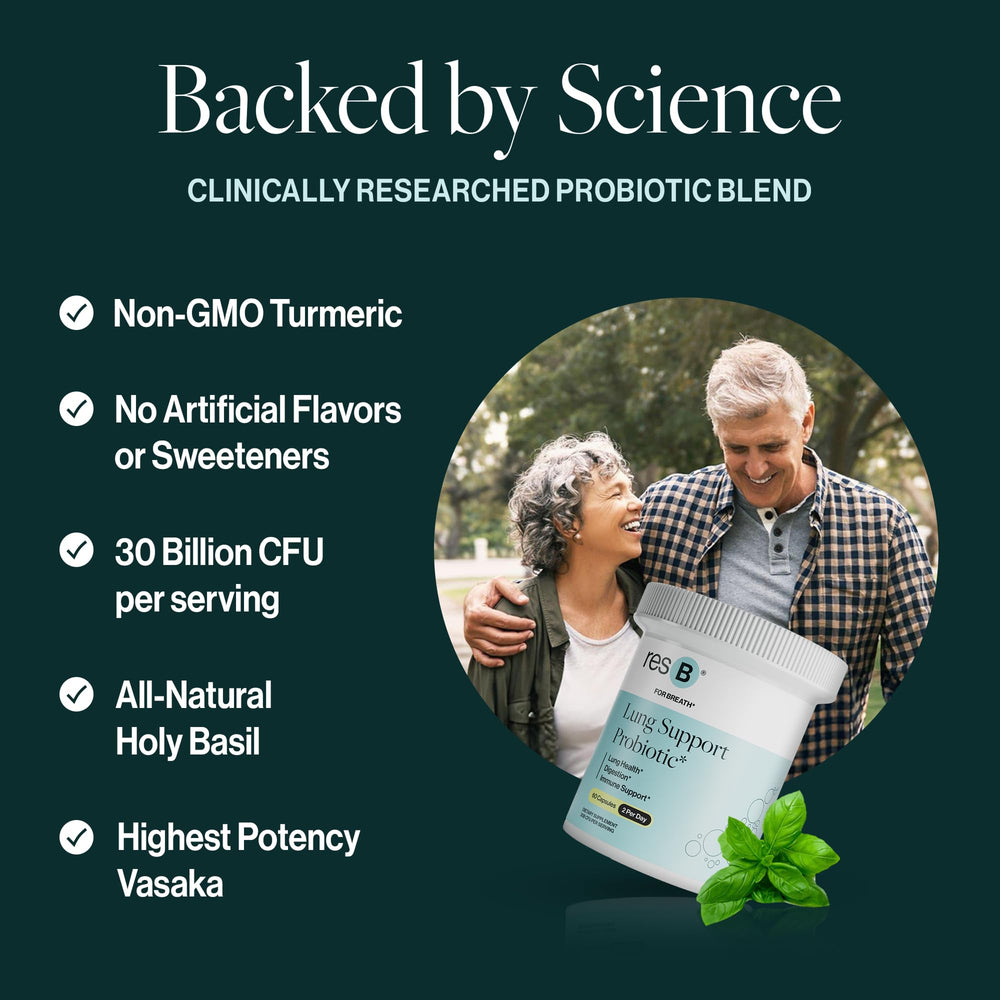 ResBiotic ingredientes botánicos cúrcuma, tulsi y vasaka mostrando naturalidad
