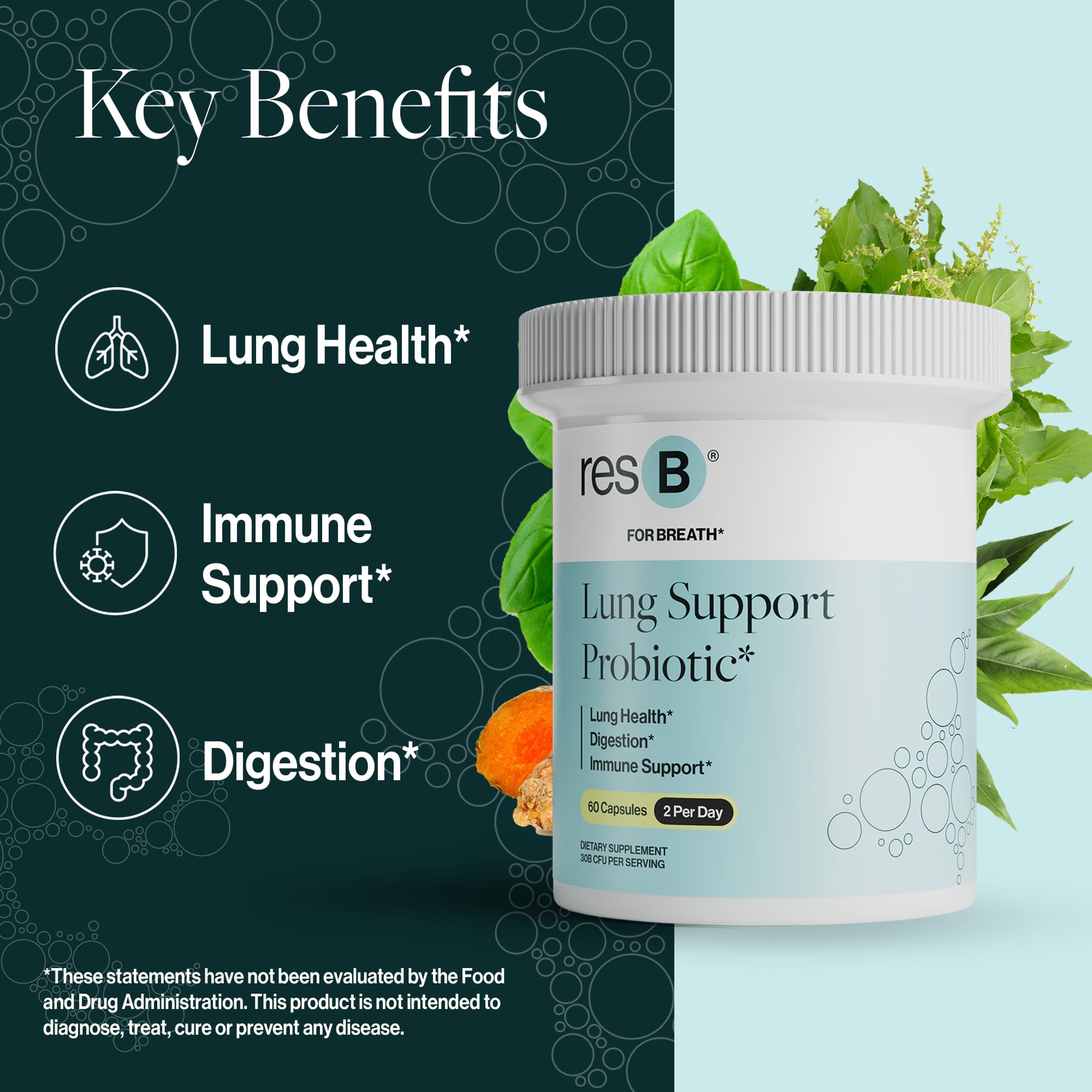 ResBiotic etiqueta con ingredientes y certificaciones visibles para confianza