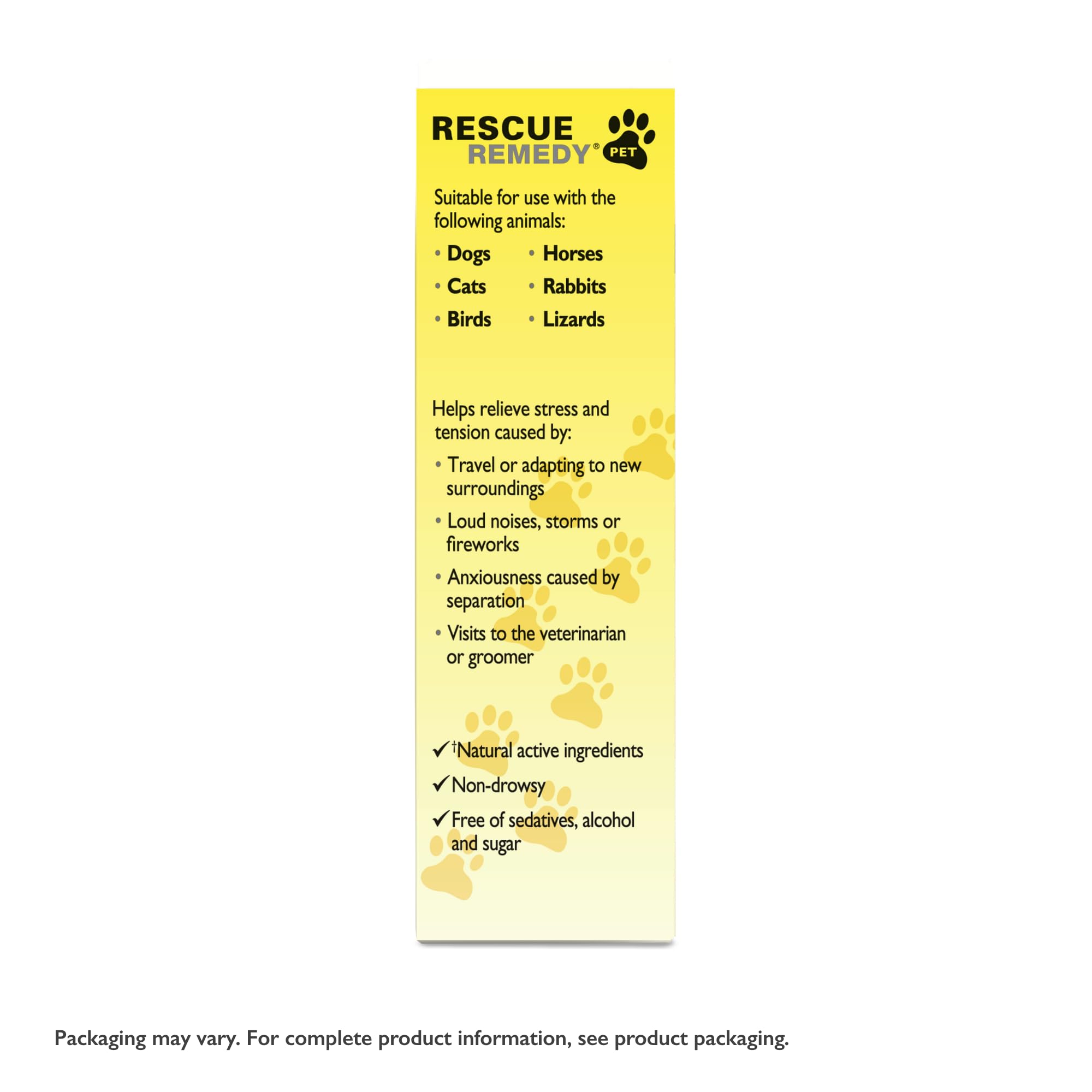 Rescue etiqueta con ingredientes y sin alcohol visible para tranquilidad del comprador