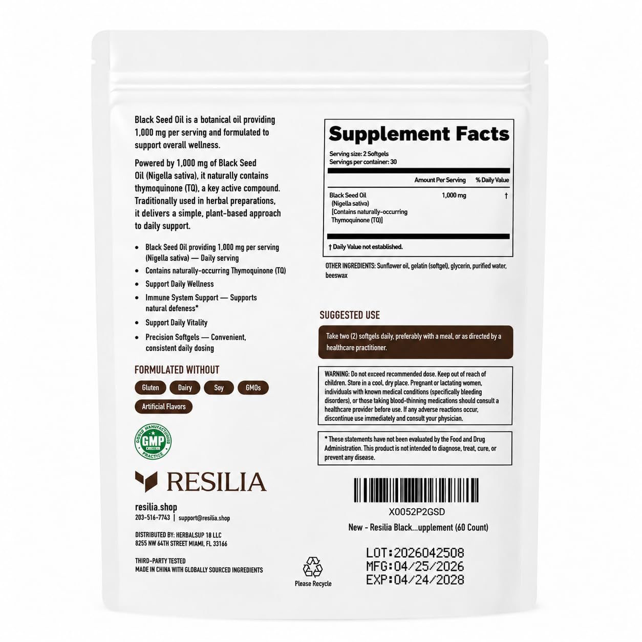 Resilia Oil Of Oregano primer plano de textura de softgel, fácil de tragar