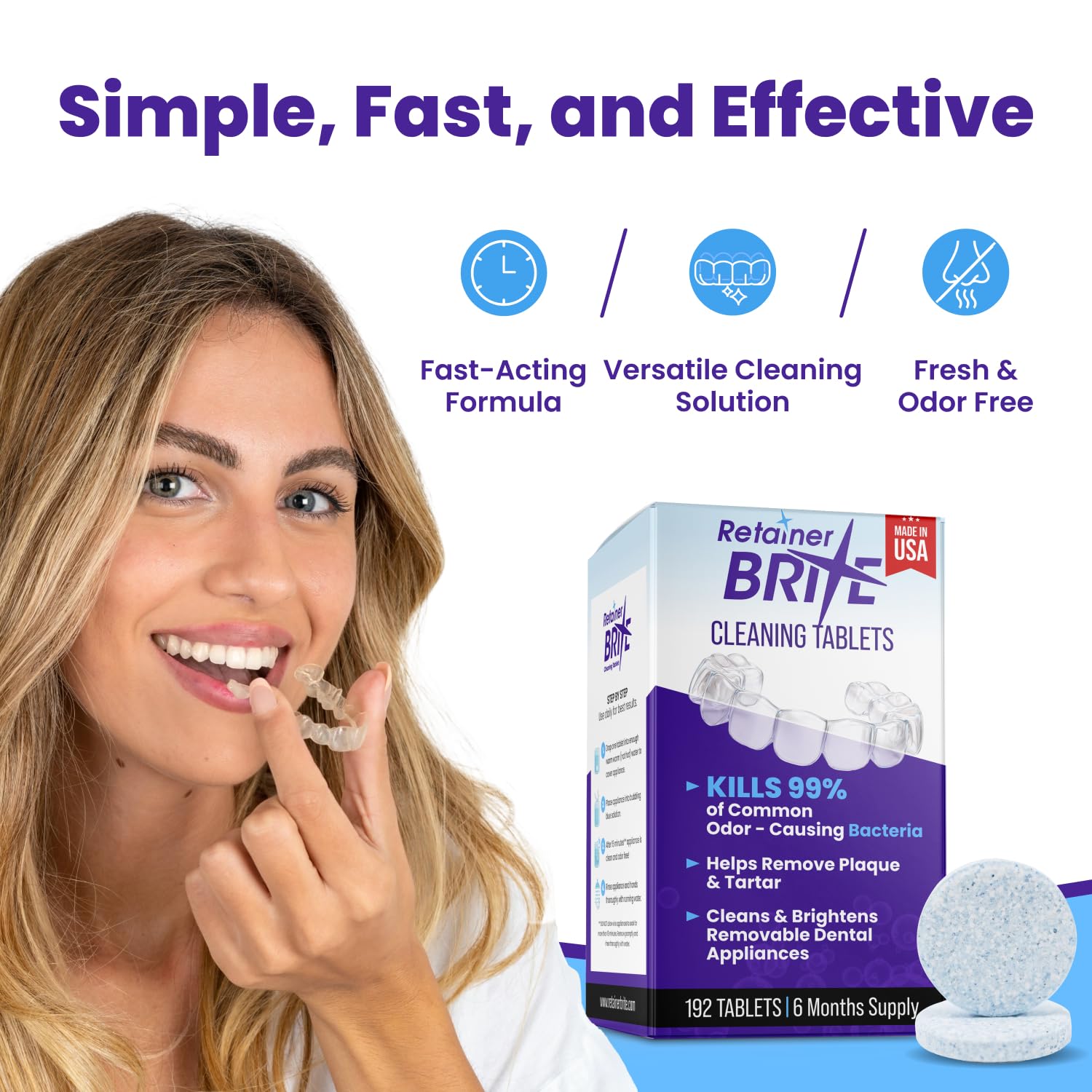 Retainer Brite en baño junto a lavabo, solución práctica diaria