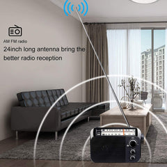 Retekess TR604 perillas grandes para sintonía y volumen confortables