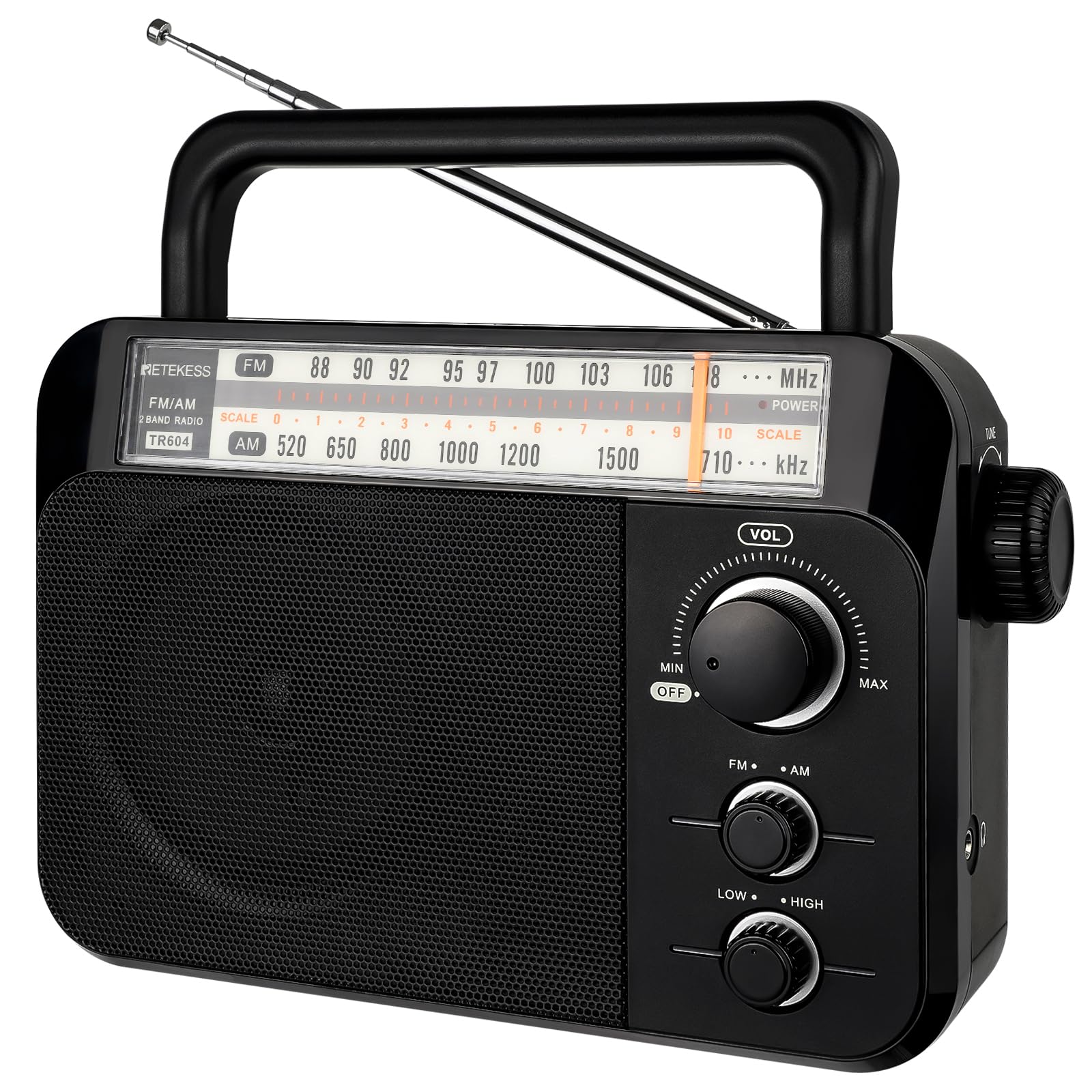 Retekess TR604 frontal con controles grandes y fácil lectura