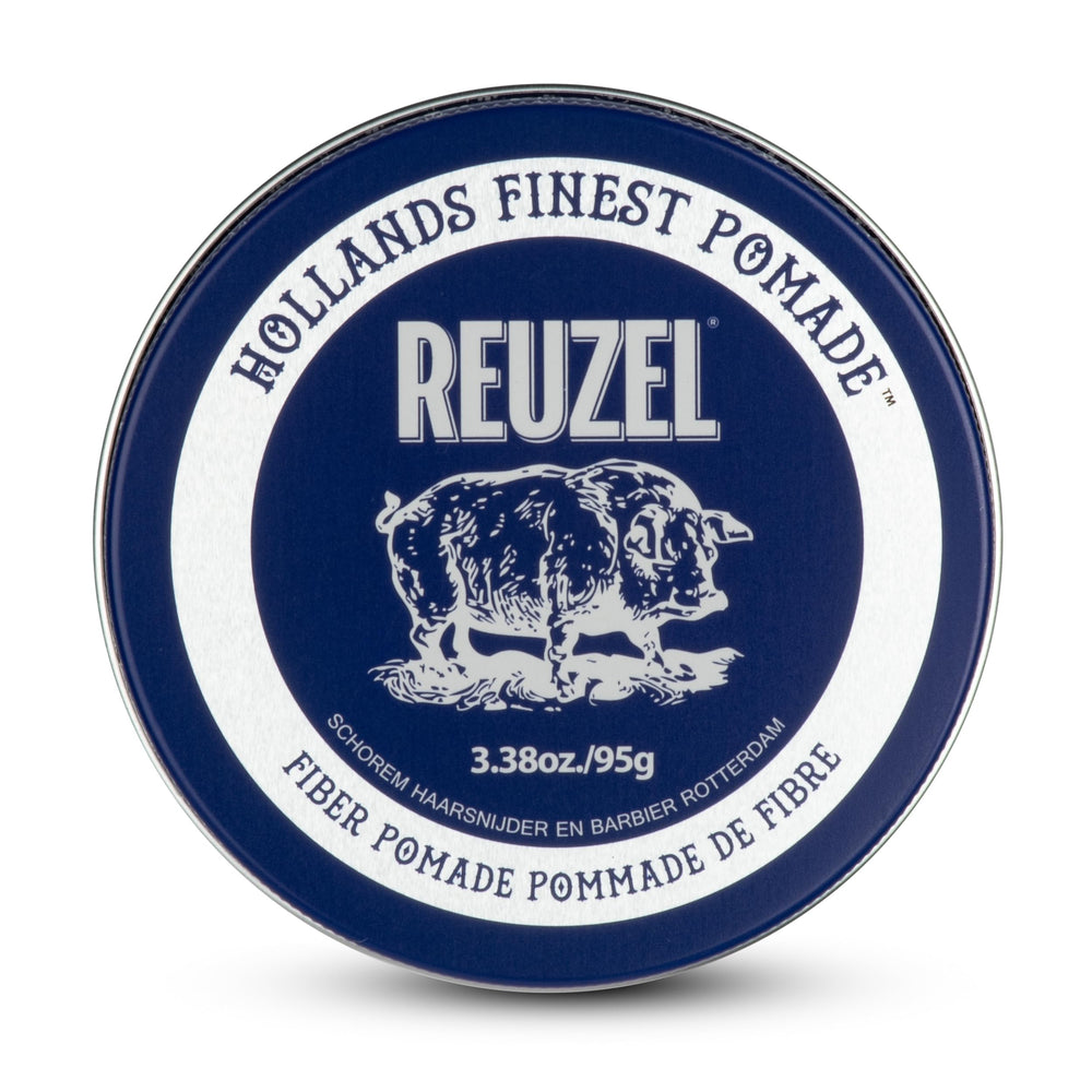 REUZEL pomada fiber pomada frontal del envase mostrando tamaño y diseño