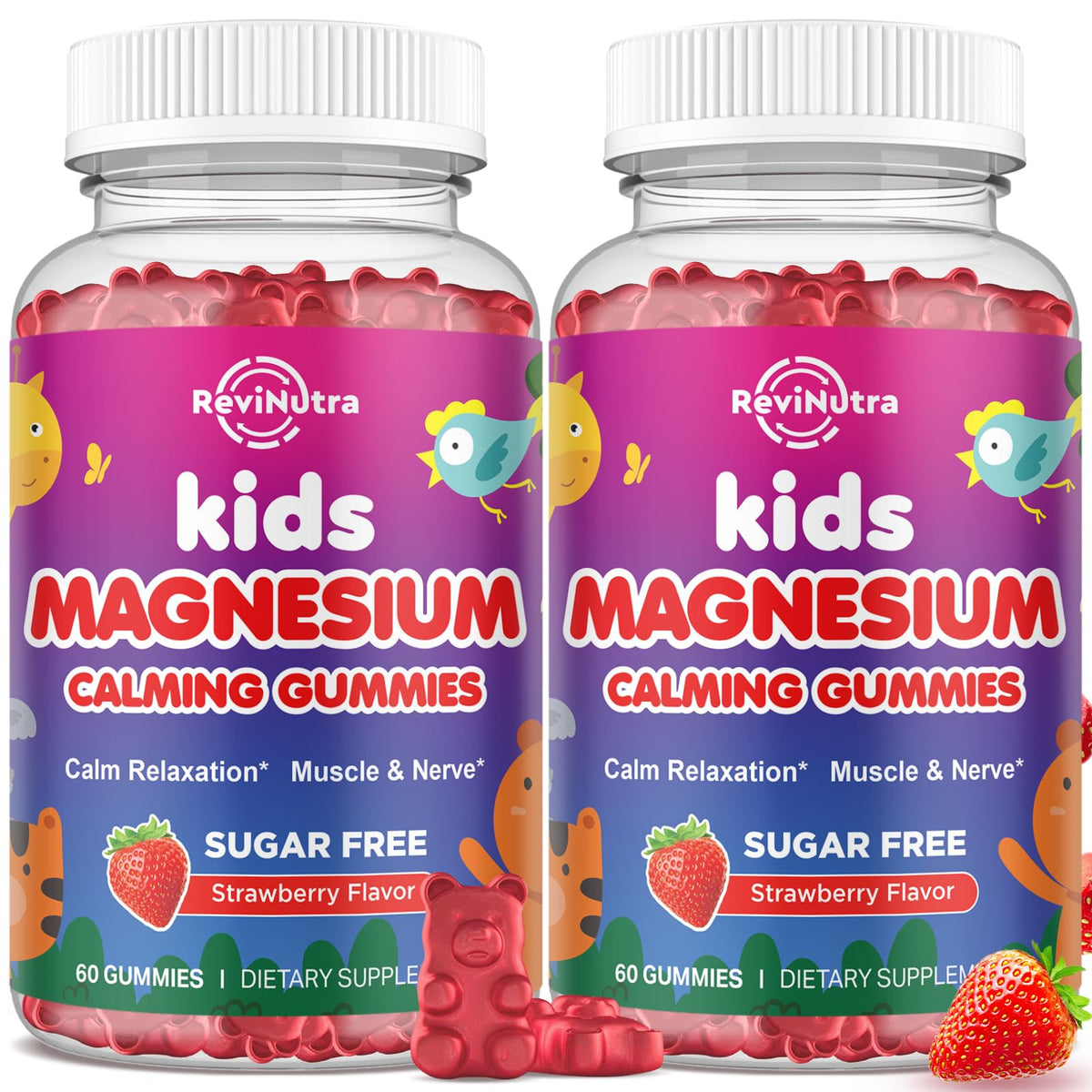 ReviNutra front packaging two-pack showing bottles and strawberry label for clear identification and convenience