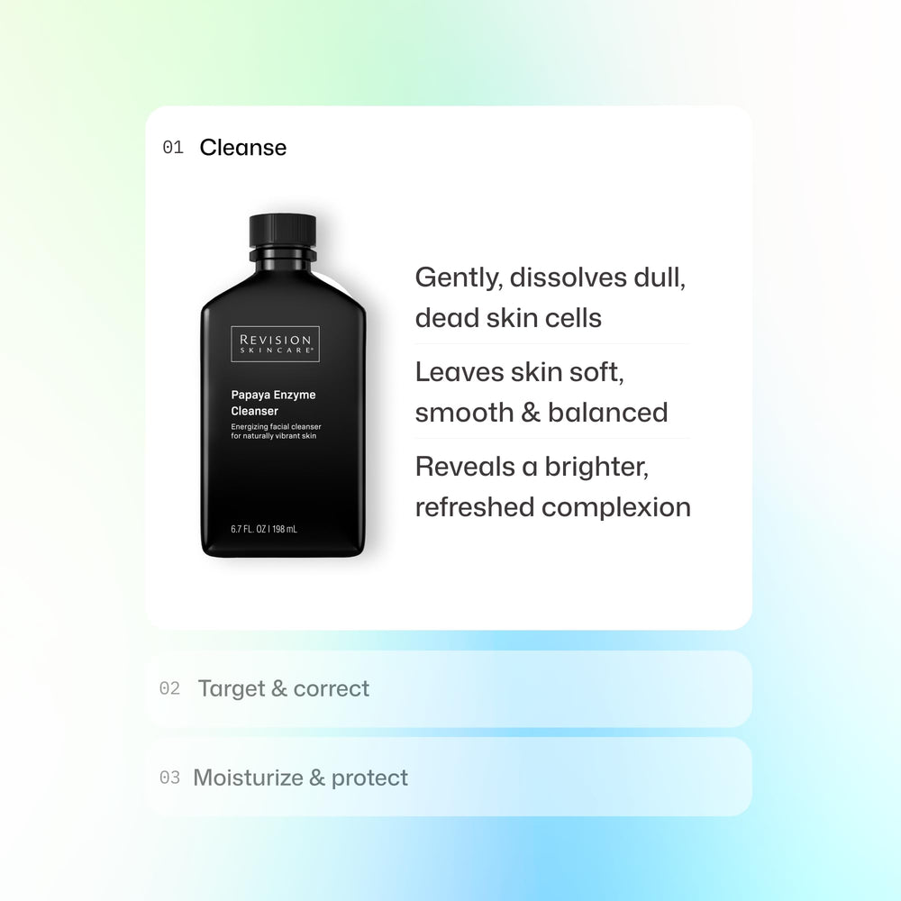 Revision Skincare etiqueta con ingredientes clave y beneficios visibles