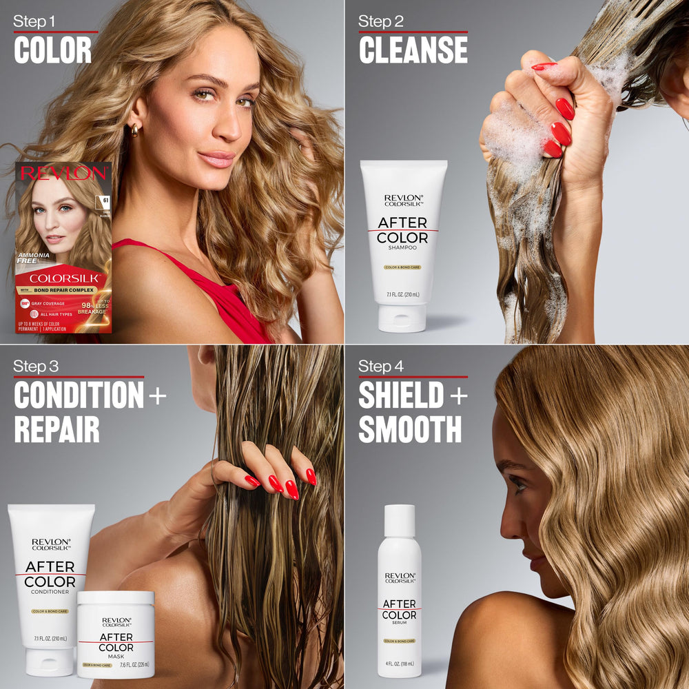 Caja Revlon ColorSilk junto a regla para mostrar tamaño y contenido