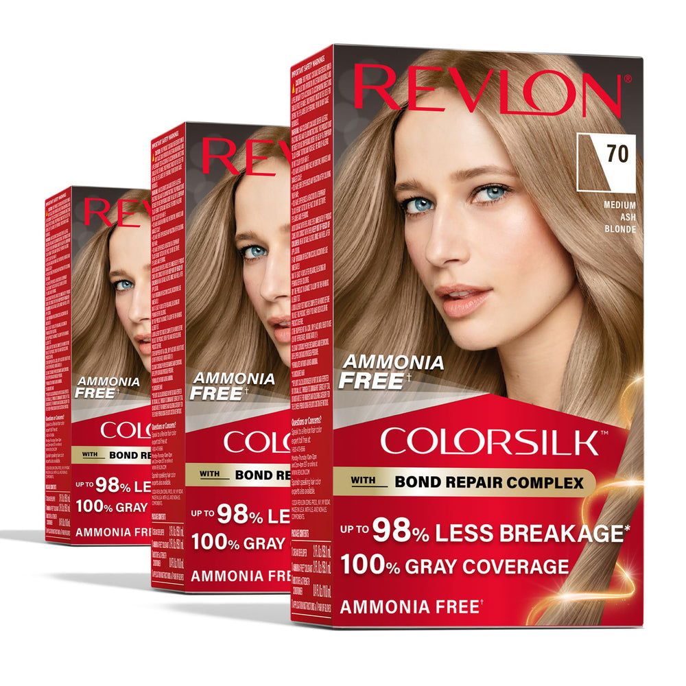 Revlon ColorSilk vista frontal del empaque que muestra tono y beneficios