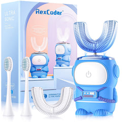 RexCodar vista frontal del cepillo y empaque mostrando diseño infantil y beneficios