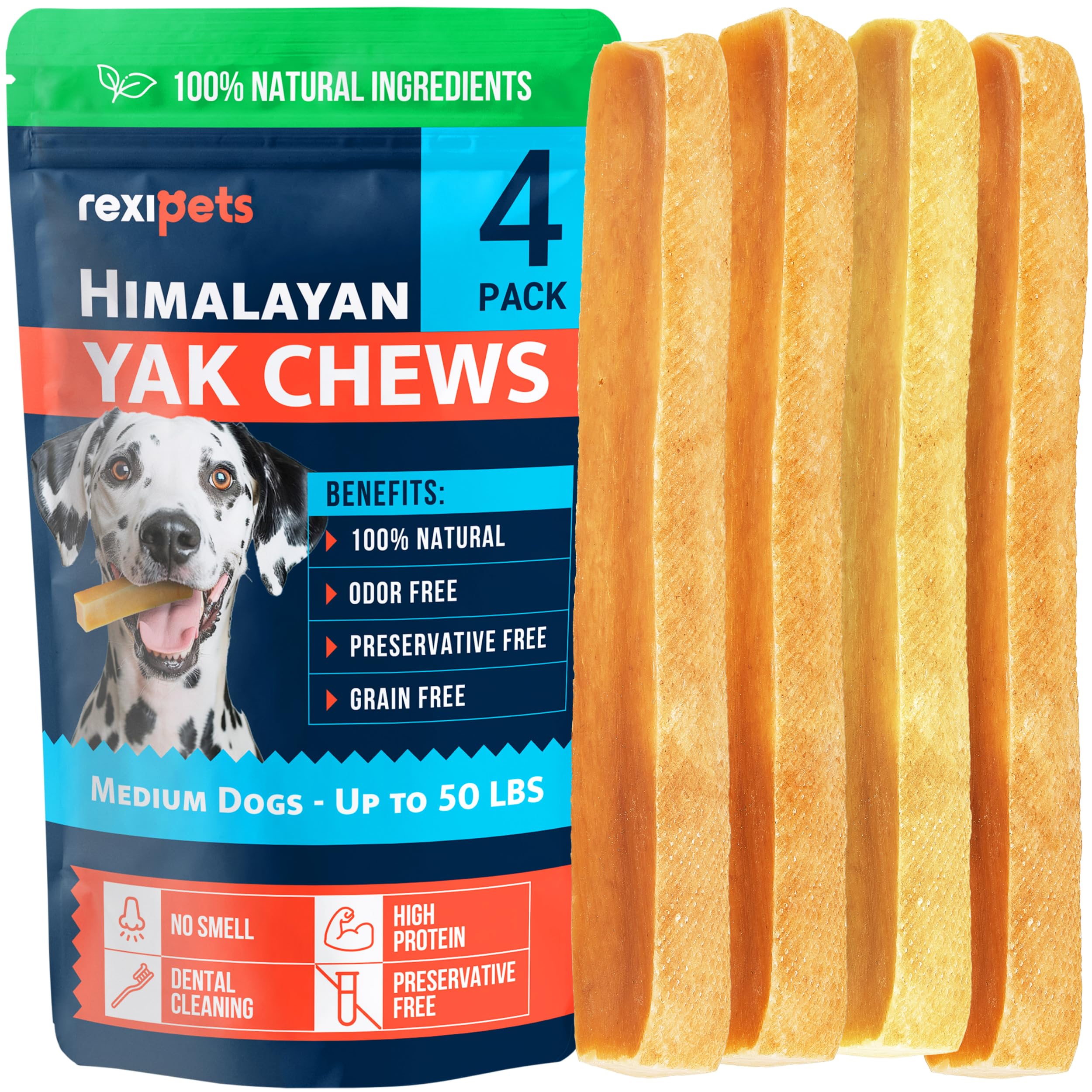 REXIPETS presentación frontal del masticable de queso yak con beneficio duradero