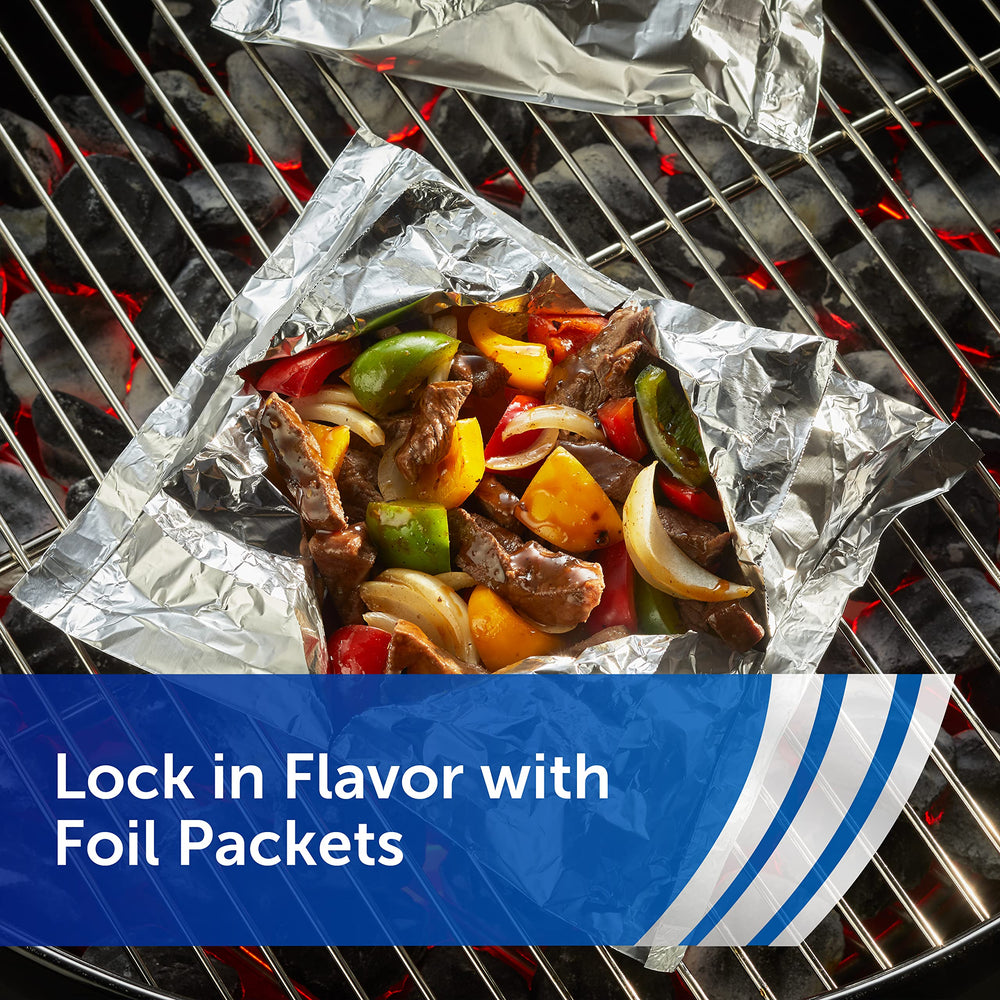 Reynolds Wrap foil packet on grill locking in moisture