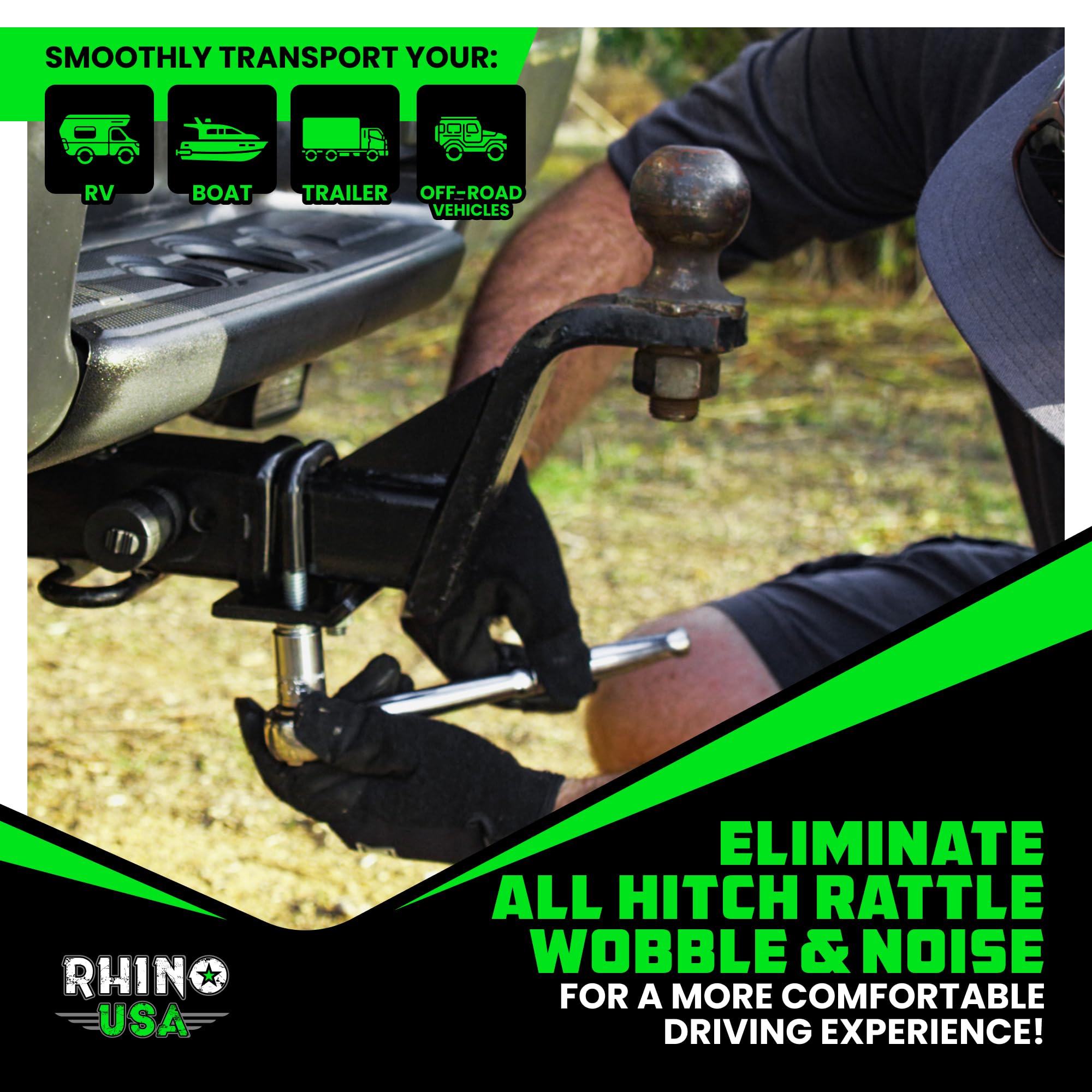 Rhino USA comparación de tamaño junto a pasador para verificar compatibilidad