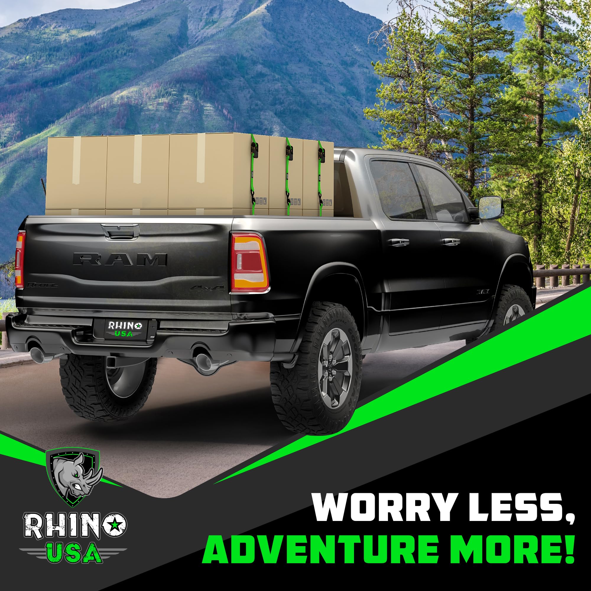 Rhino USA comparación de largo mostrando 15 pies para múltiples aplicaciones