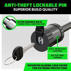 Rhino USA locking pin closeup showing steel finish and strength benefit