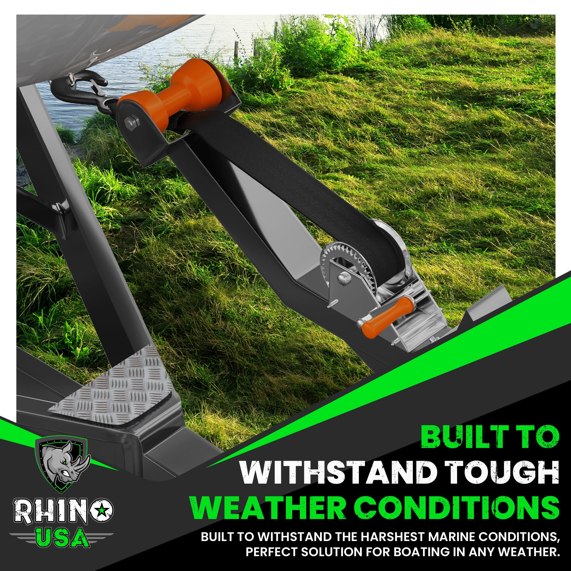 Rhino USA textura de la correa mostrando tejido reforzado que absorbe golpes y reduce desgaste