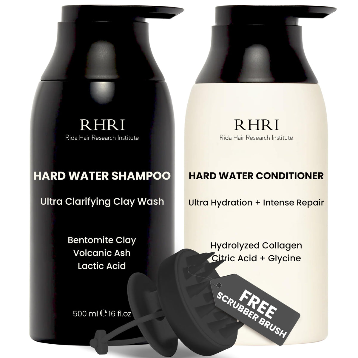 Rida Hair Research Institute set frontal con envases visibles y beneficio detox