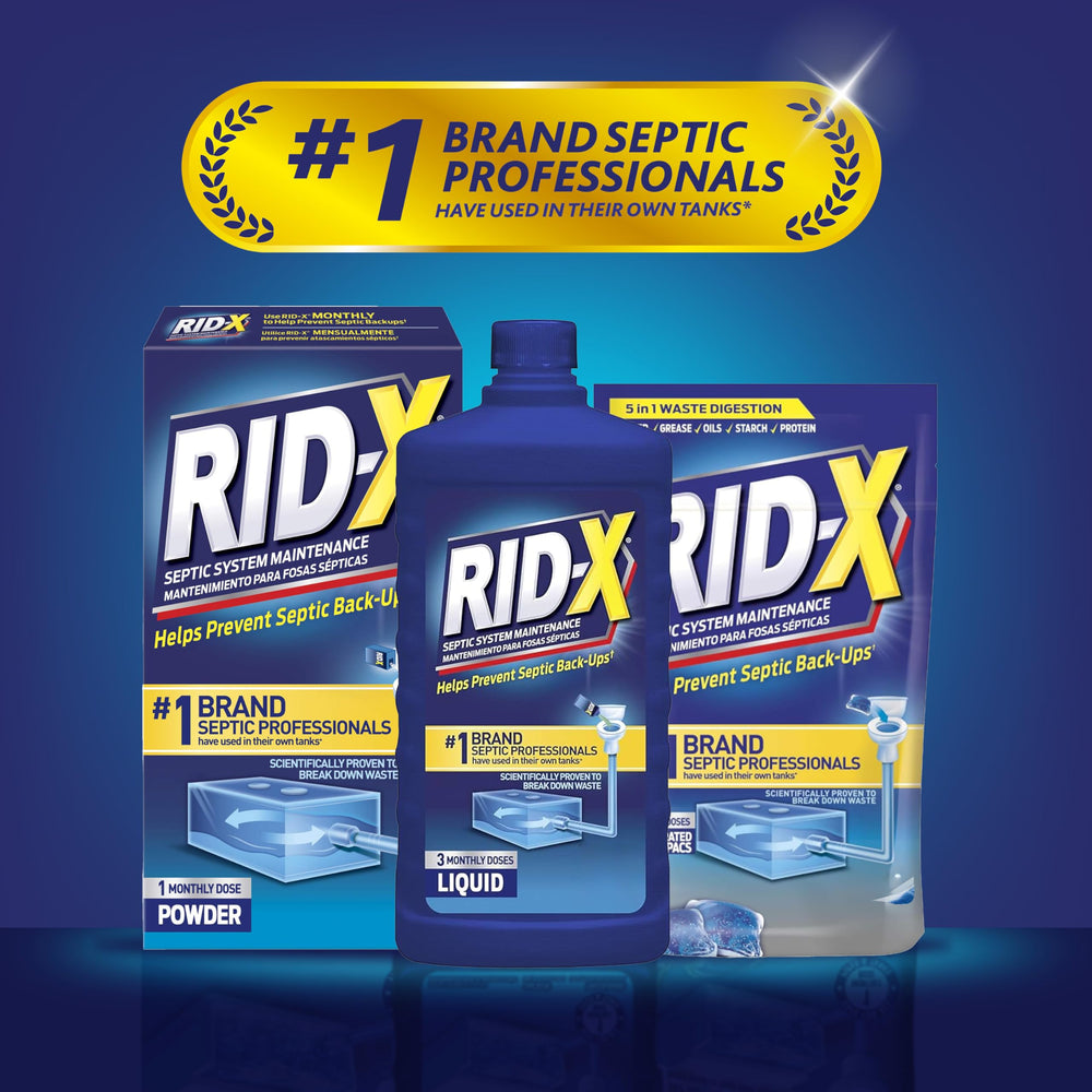 RID-X colocado en baño doméstico demostrando mantenimiento preventivo