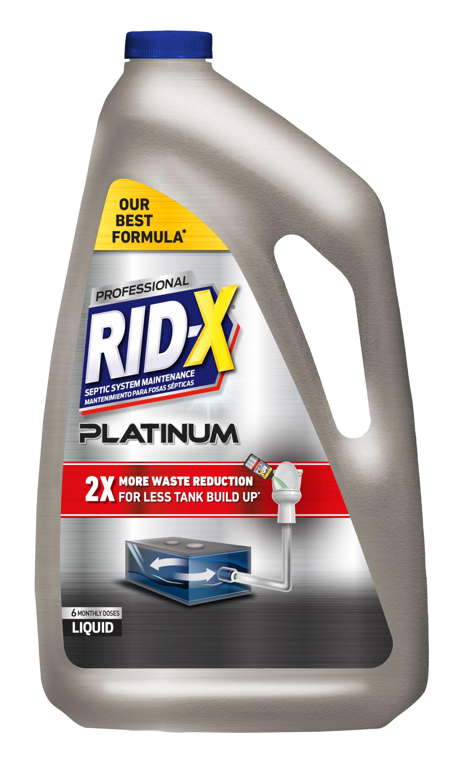 Rid-X envase frontal mostrando la etiqueta y beneficio de limpieza eficaz