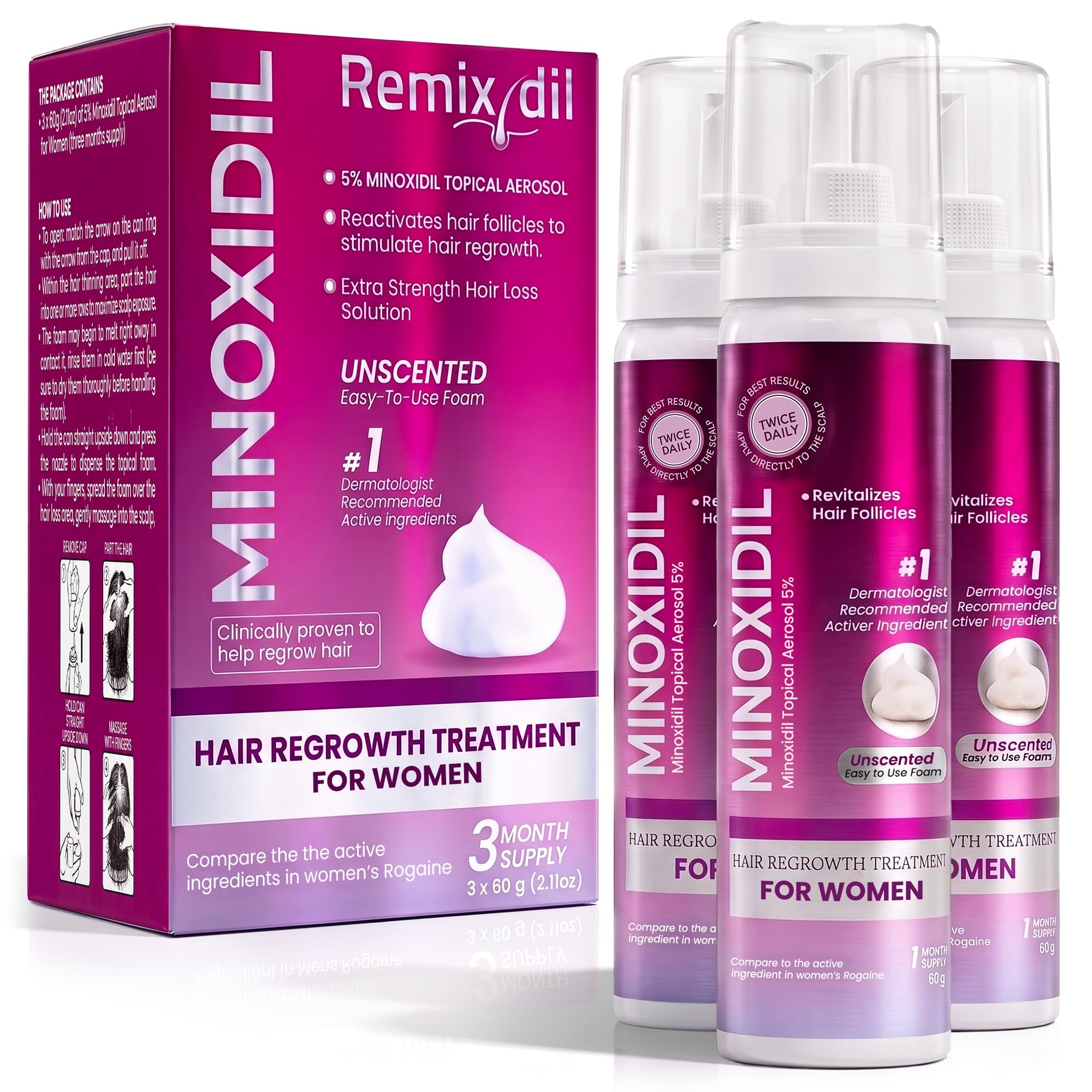 Rida Hair Research Institute envase frontal mostrando la espuma y facilidad de uso