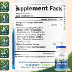 RidgeCrest Herbals bottle side with visible ingredient list showing botanical blend