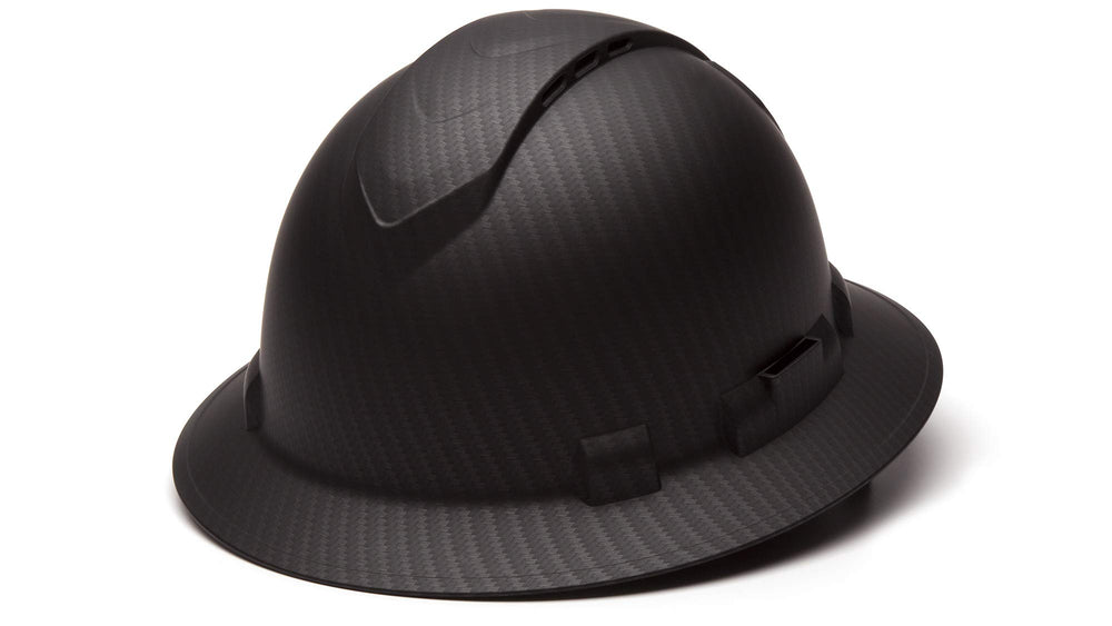Ridgeline front view matte black graphite showing full brim and protection benefit