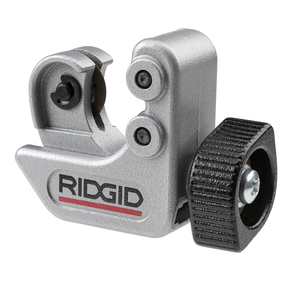 RIDGID cortatubos frontal compacto mostrando diseño y robustez