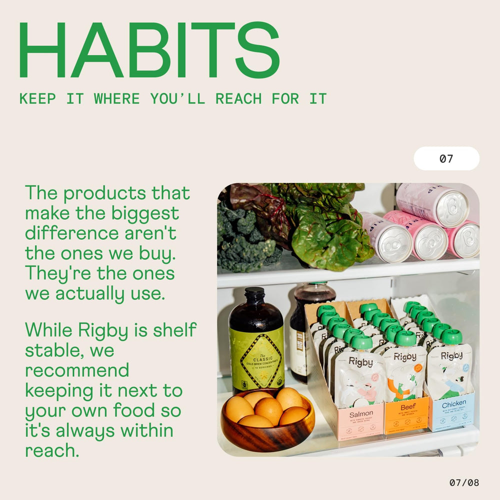 Rigby etiqueta con ingredientes reales destacando transparencia de marca