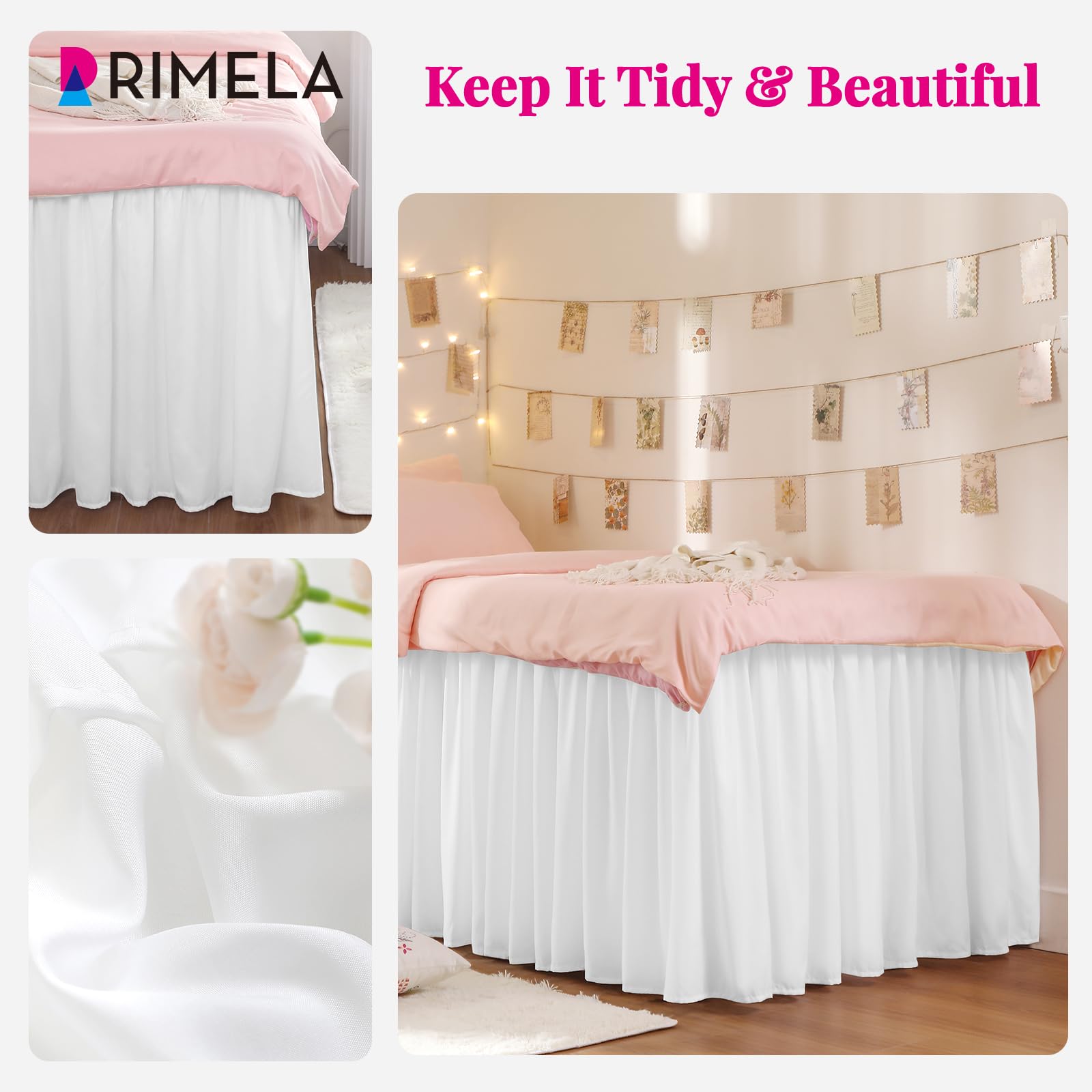 RIMELA faldón junto a cama Twin XL para mostrar proporciones reales