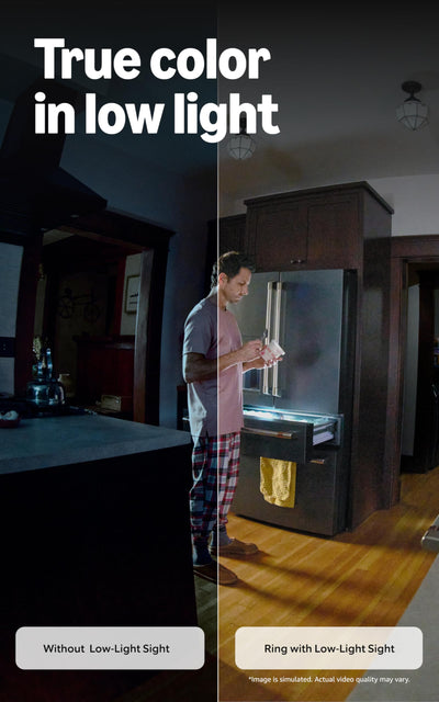 Ring Indoor Cam Plus night mode demo showing clear low-light capture benefit