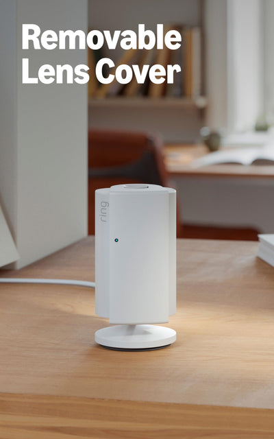 Ring Indoor Cam Plus slide cover open showing privacy control benefit