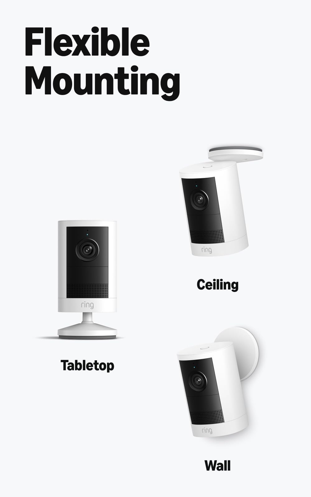 Ring camera held in hand showing compact size for flexible placement and portability