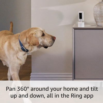 Ring Pan-Tilt Indoor Cam side profile highlighting compact form and flexible positioning benefit