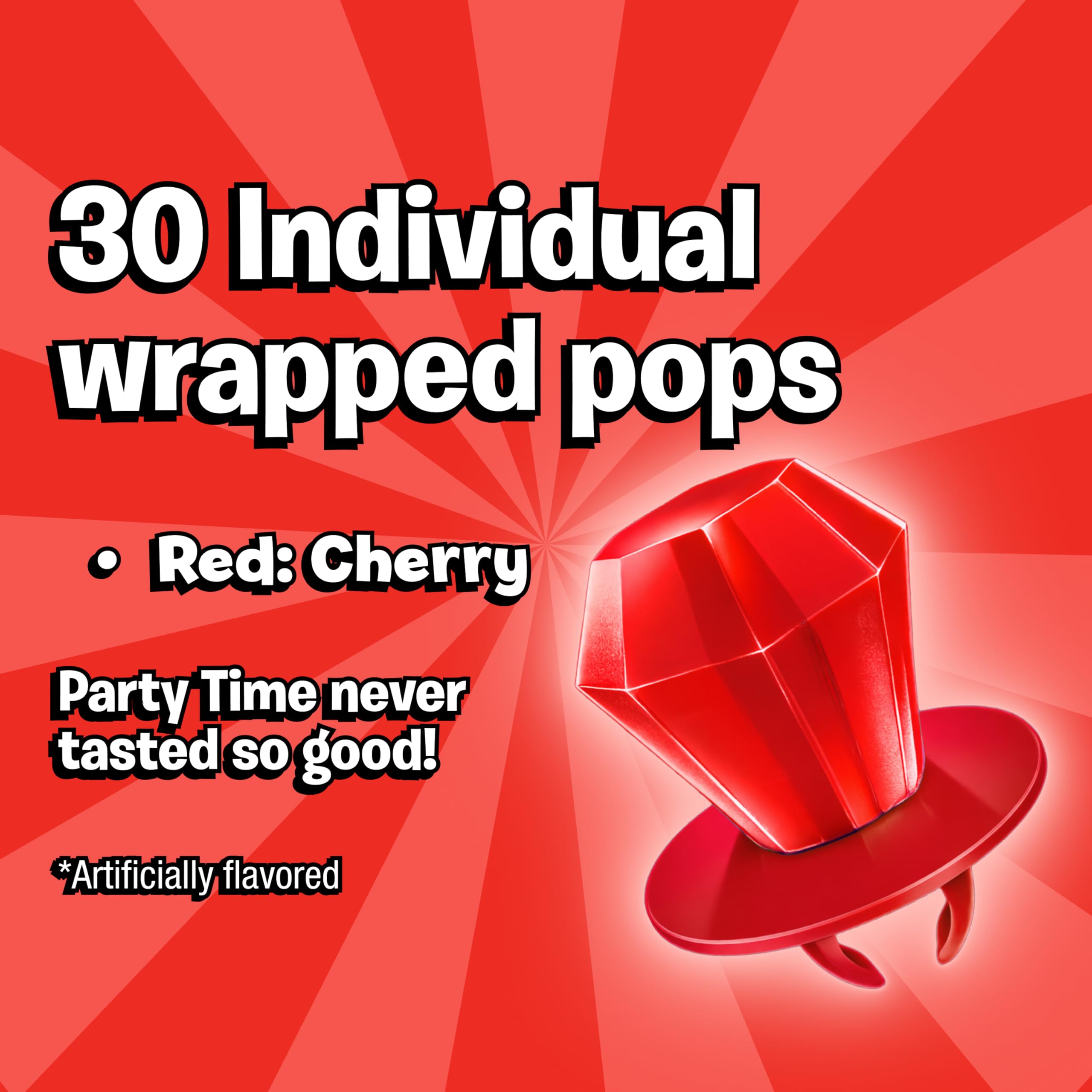 Ring Pop primer plano de la gema roja que resalta el sabor cereza