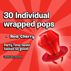 Ring Pop primer plano de la gema roja que resalta el sabor cereza