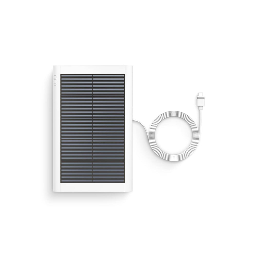 Ring small solar panel mounted with stick up cam demonstrating continuous power