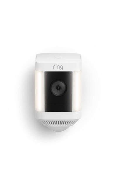 Ring front view of camera showing lens and housing, improves surveillance coverage