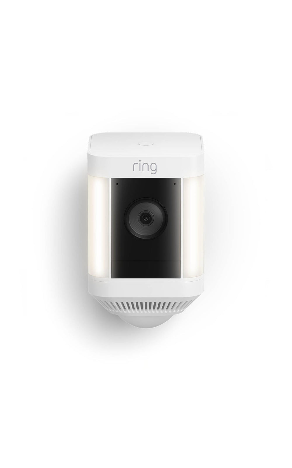 Ring front view of camera showing lens and housing, improves surveillance coverage