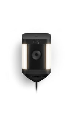 Ring Spotlight Cam Plus front view showing camera and lights for visible security