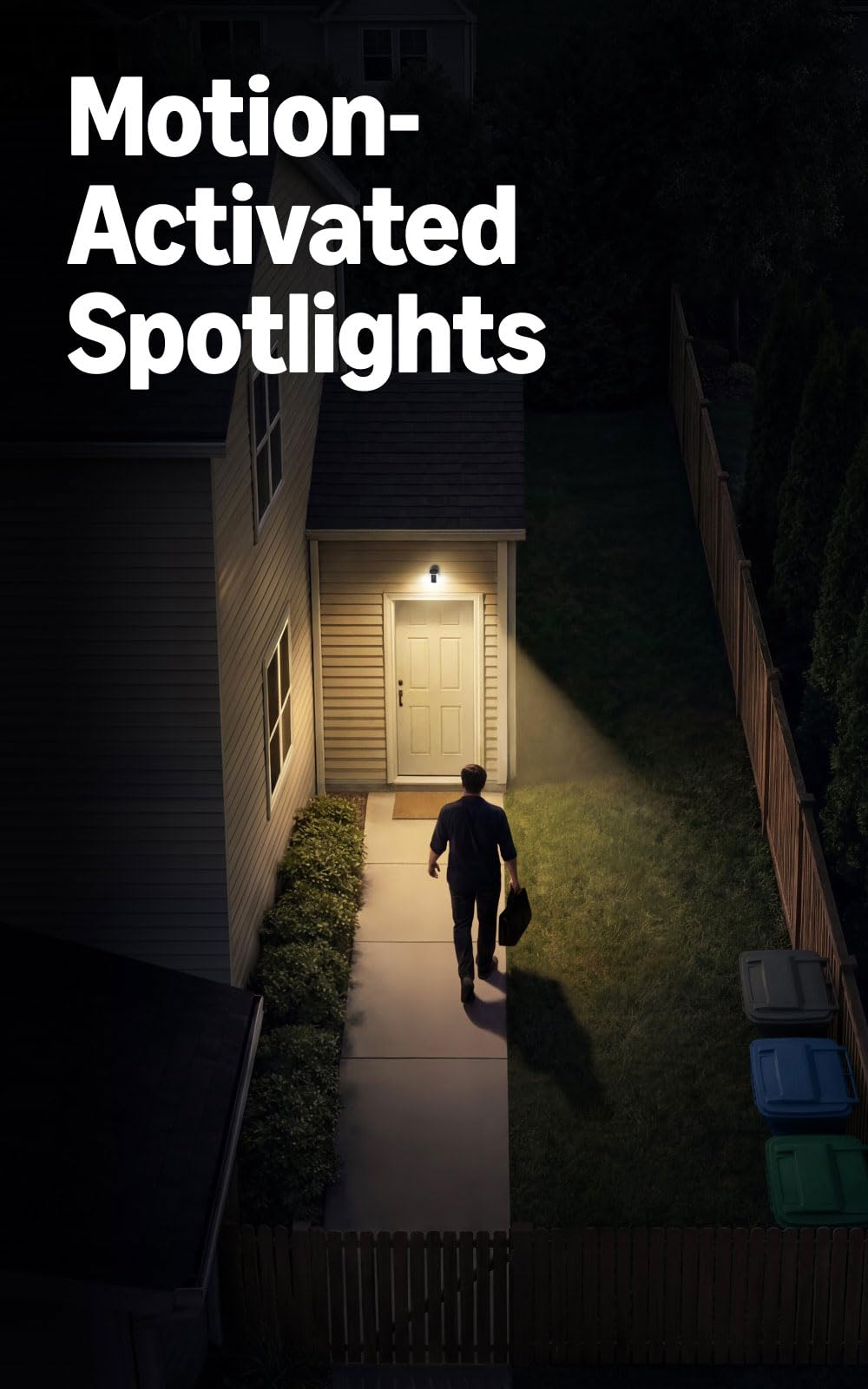 Ring camera spotlights illuminating a pathway for improved safety