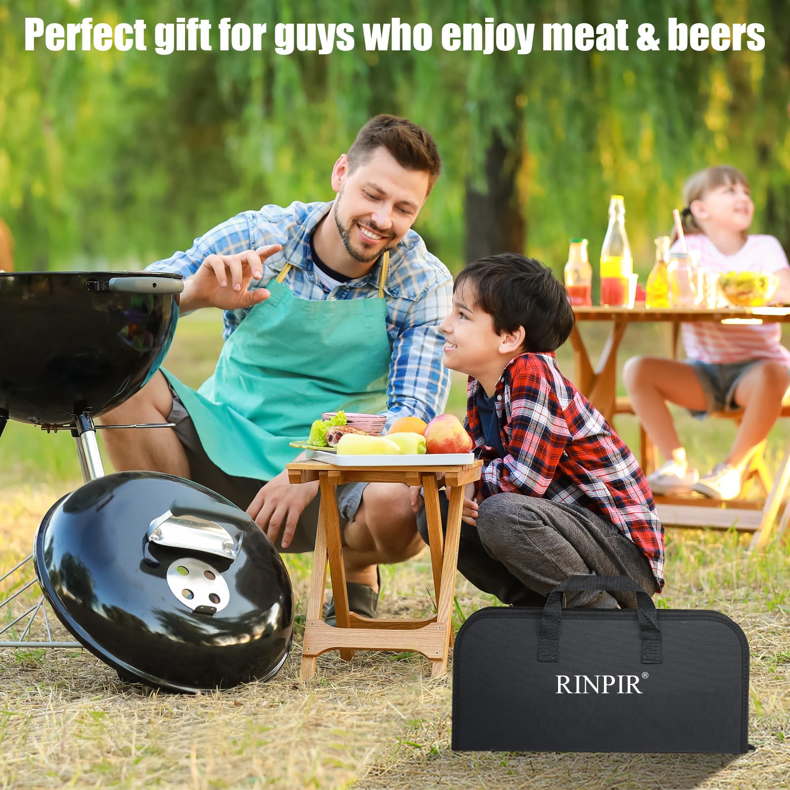RINPIR full barbecue setup in backyard lifestyle scene showing convenience and gift appeal