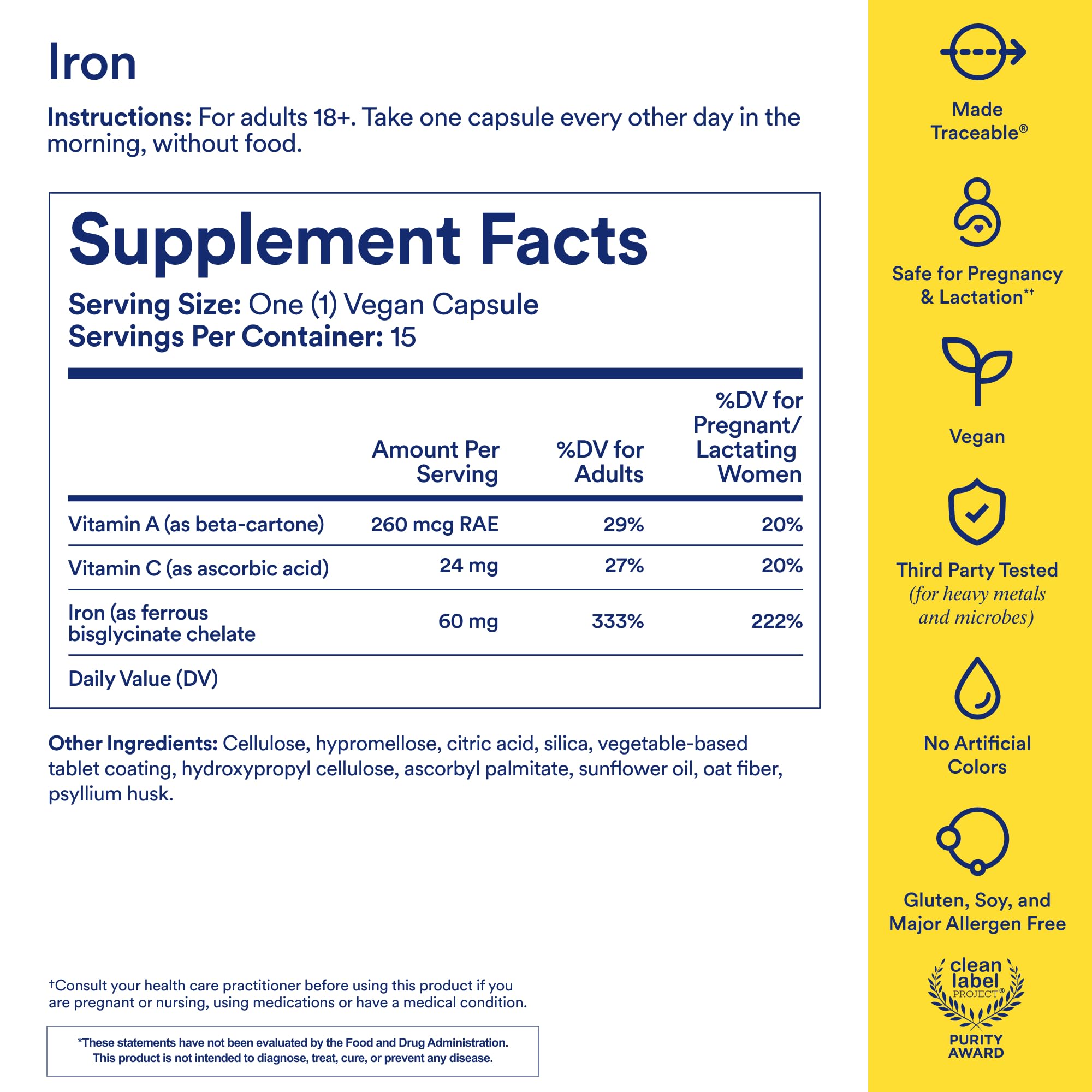 Ritual iron detalle de fórmula bisglicinato que resalta biodisponibilidad