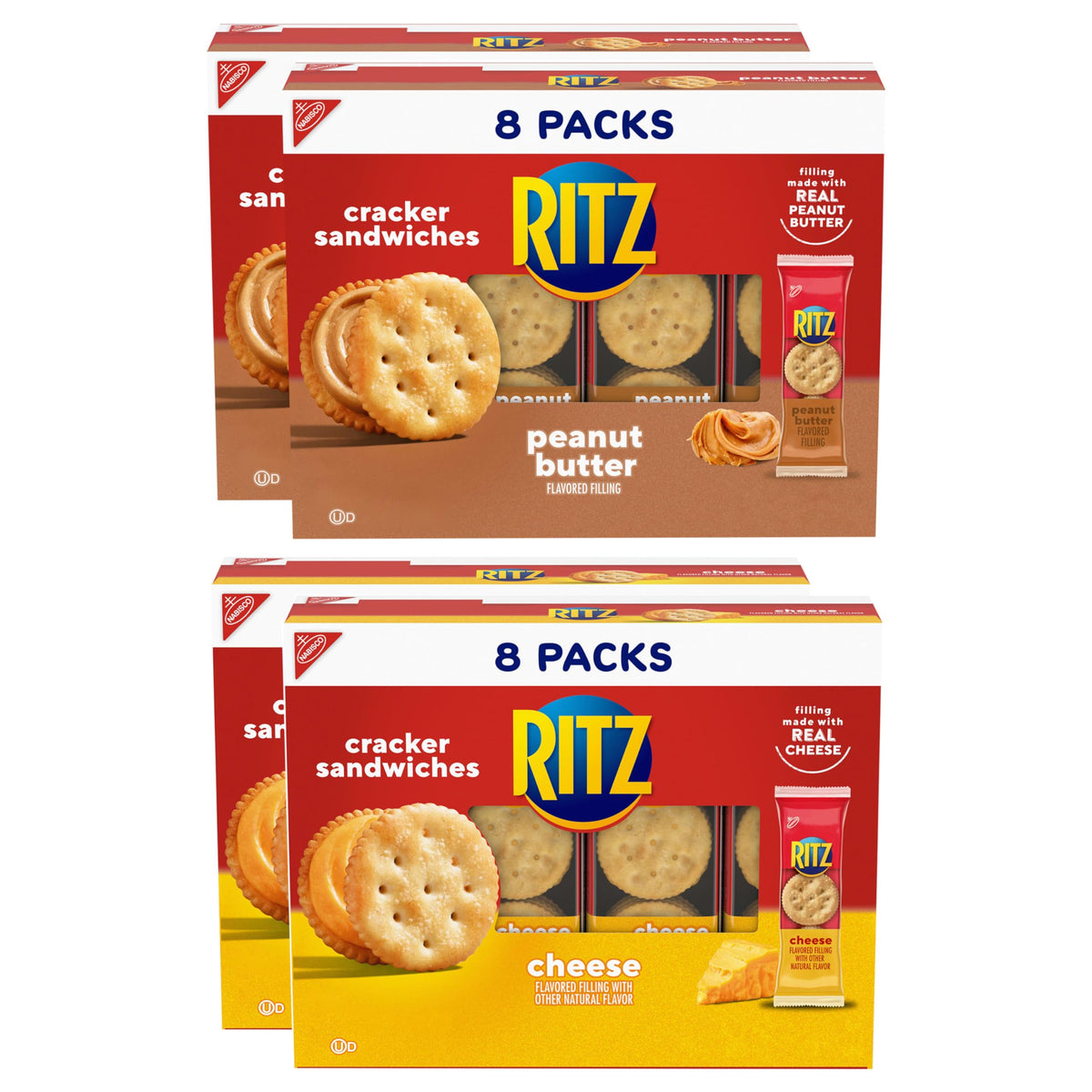 RITZ empaque frontal mostrando los 32 paquetes, práctico para llevar