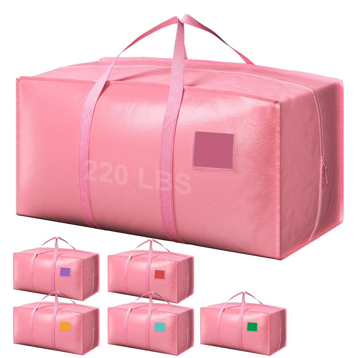 RMOHRO pack seis bolsas rosas frente mostrando tamaño y practicidad